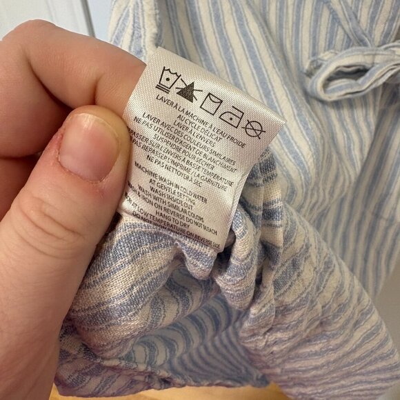 Blumind Linen Blend Dress Striped Summer Dress Junior Size 9 White Blue Buttons - Picture 14 of 14